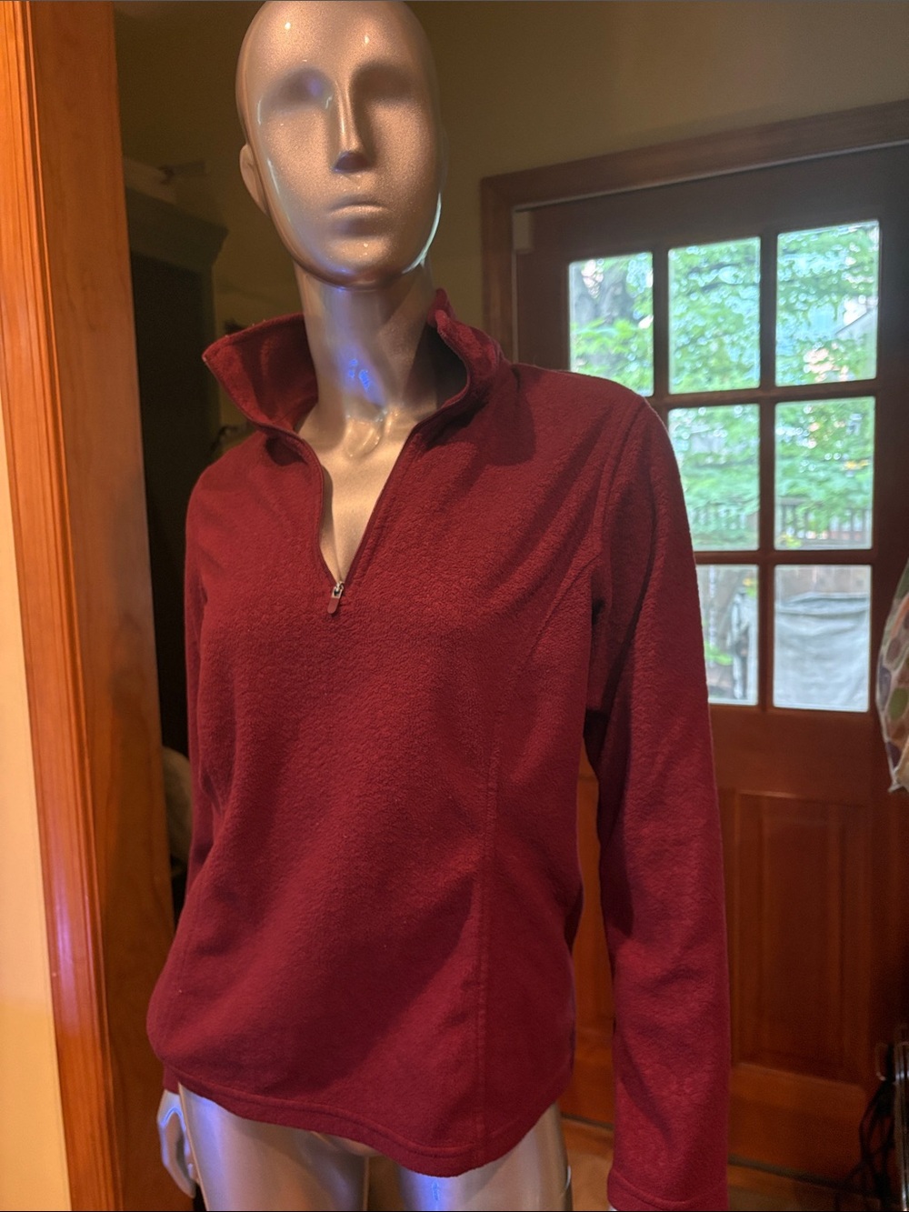 Lands' End Women's Burgundy Half-Zip Fleece Pullover
